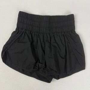 Revival Black High‎ Waisted Smocked Windbreaker Athletic Shorts Women's Size S